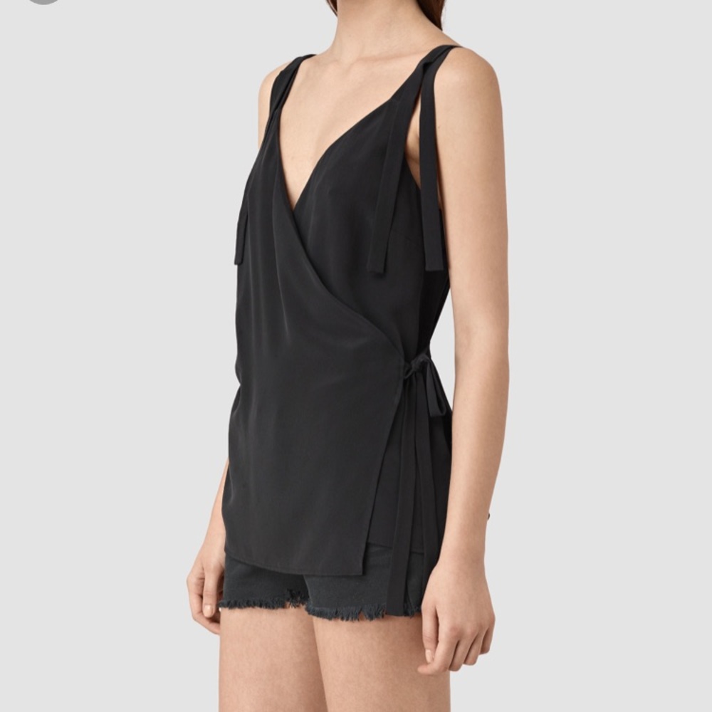 ALLSAINTS vea wrap silk top - Picture 3 of 8